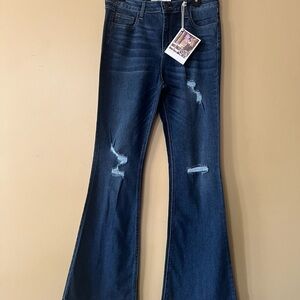 Cello Blue Flare Wide Leg Jeans